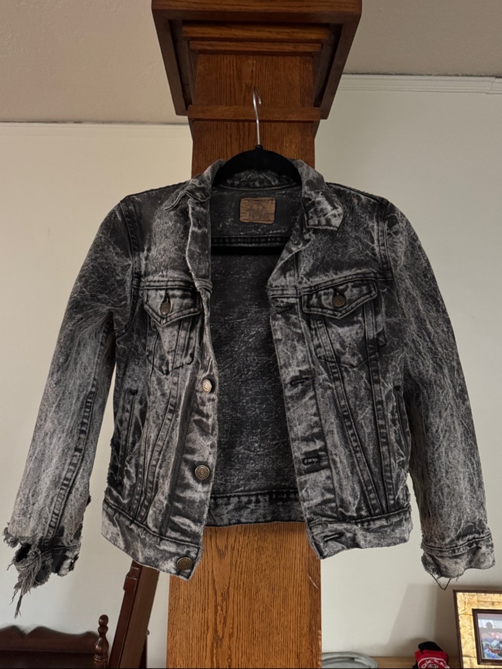 Distressed Plain Pockets Grey Denim Jean Jacket